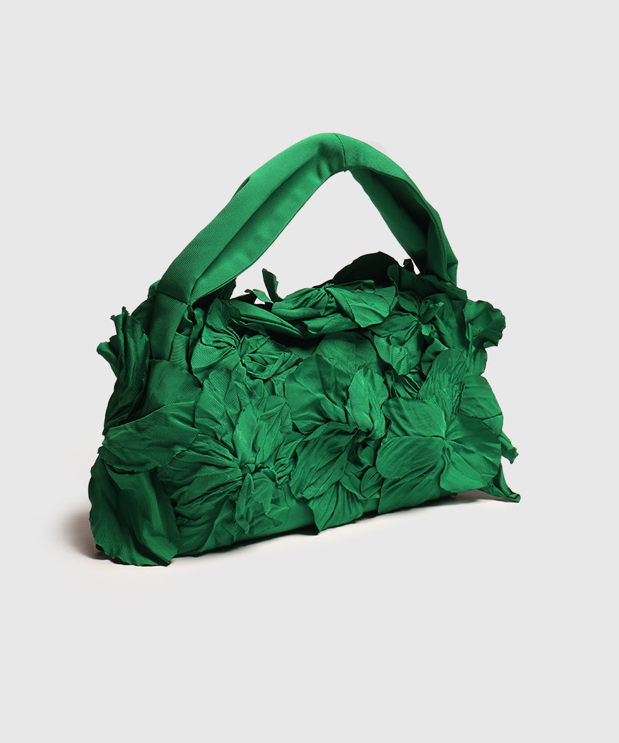 Clutch bag with floral print and handle